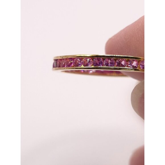 Ross-Simon Gold & Silver Pink Sapphire CZ Hoops - Picture 8 of 15